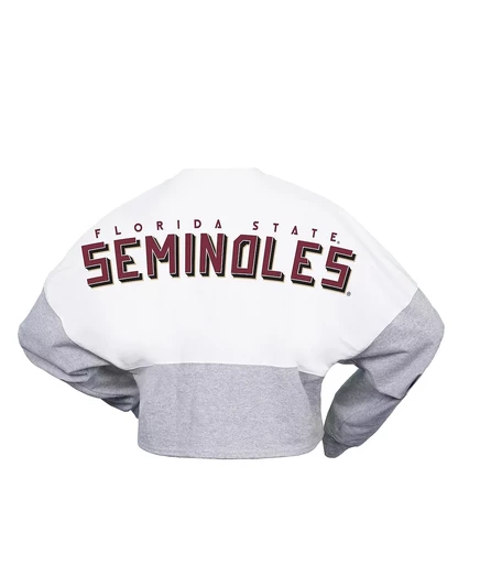 Женская футболка Spirit Jersey White Florida State Seminoles Heather Block из укороченного джерси с длинным рукавом white