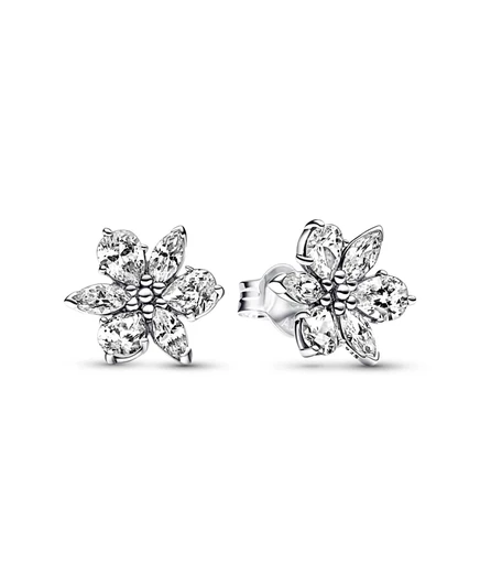 Серьги-гвоздики Pandora Sparkling Herbarium, серебро/позолота, с фианитами