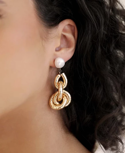 Женские серьги Ettika Liquid 18k с жемчугом, золотые