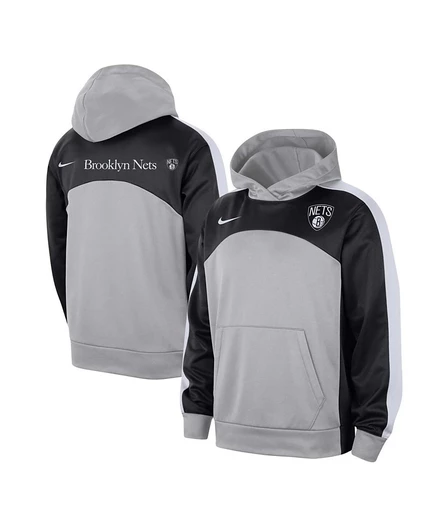 Мужское худи Nike Nets Therma-FIT, серебристо-черное