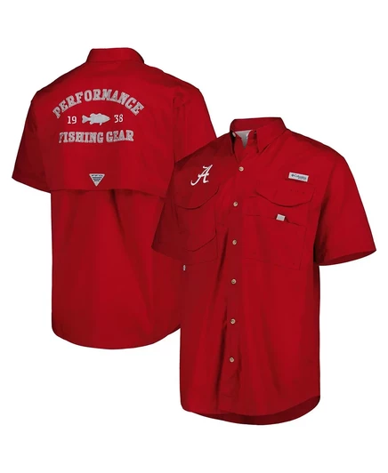 Мужская рубашка Columbia Crimson Alabama Crimson Tide Bonehead на пуговицах crimson