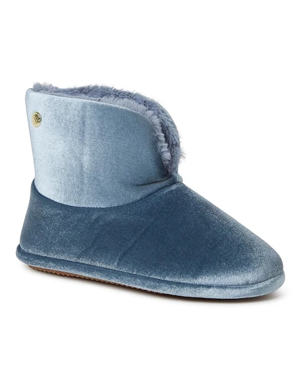 Женские блестящие велюровые ботильоны Sara House Slipper Boot от Dearfoams синего цвета