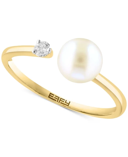 Кольцо EFFY с жемчугом 6 мм и бриллиантом, из 14k золота