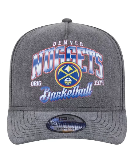 Мужская шляпа-бейсболка Denver Nuggets Throwback из древесного угля новой эры, предварительно выстиранная и изогнутая 9-ДЮЙМОВАЯ кепка-снэпбэк charcoal