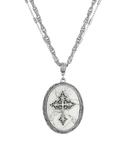 Ожерелье Symbols Of Faith с крестом и говлитом, белое