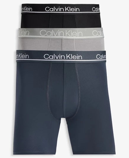 Мужские боксер-брифы Calvin Klein Microfiber Plus влагоотводящие, 3 шт., серые