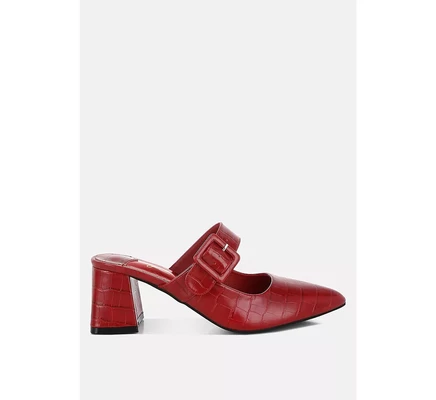  Pinacola Крокодиловый Ремешок С Пряжкой Деталь Мулы dark red