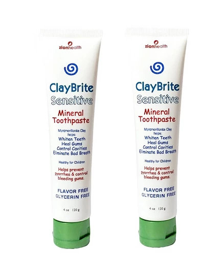 Зубная паста Zion Health Claybrite Sensitive набор 2×226 г, белая