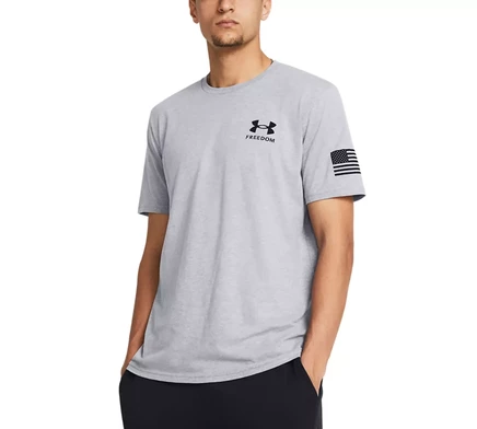  Мужская футболка свободного кроя с логотипом Under Armour с коротким рукавом  steel light heather/black