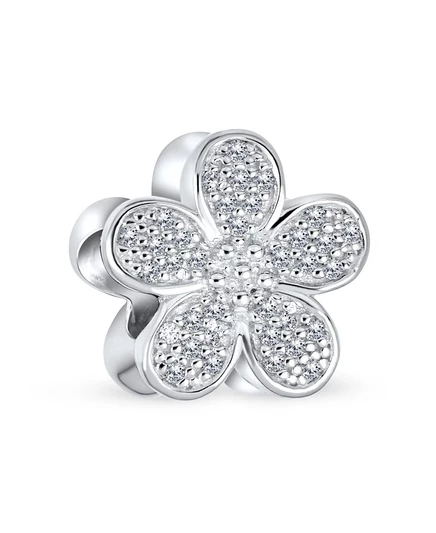 Шарм Bling ромашка серебро 925 с фианитами, белая