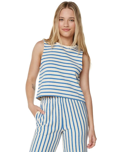 Женская хлопковая майка Roxy из хлопка Java Stripe синего цвета