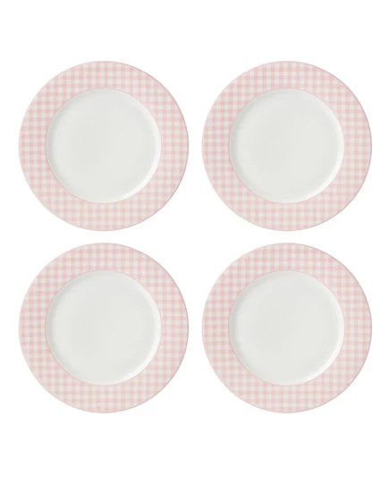Обеденные тарелки Lenox Gingham, 4 шт., розовые