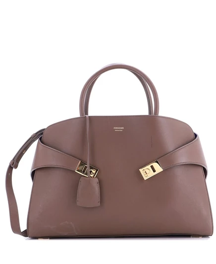 Женская сумка Salvatore Ferragamo Hug кожаная, коричневая