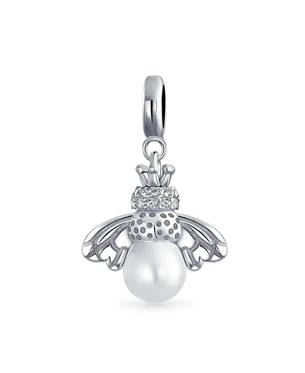Шарм Bling Jewelry Queen Bee с жемчугом, серебристый