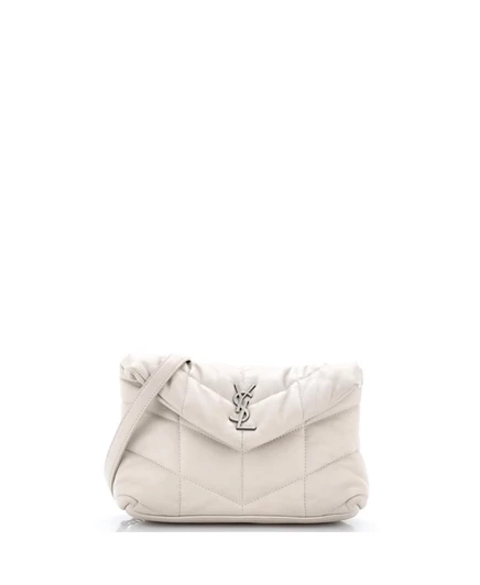 Женская сумка через плечо Pre-Owned Saint Laurent Mini Loulou Puffer стеганая, бежевая