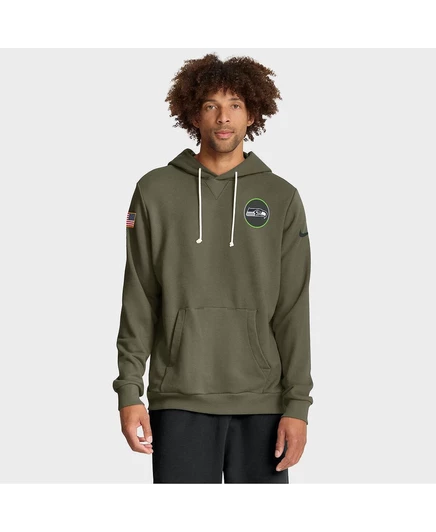 Мужская оливковая толстовка с капюшоном Dri-FIT Seattle Seahawks 2025 Salute to Service Sideline  olive