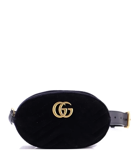 Женская поясная сумка Gucci GG Marmont бархат, черная