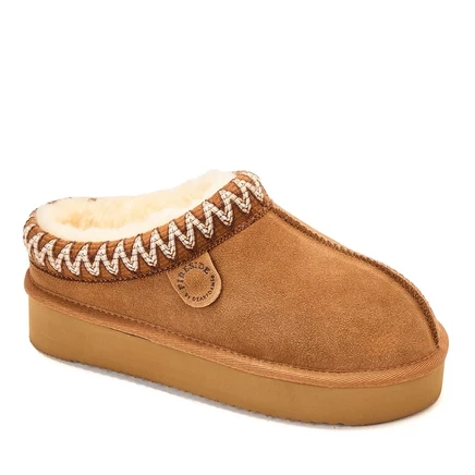 Женские сабо из натуральной овечьей шерсти Dearfoams Fireside от Queenstown с вышивкой коричневого цвета