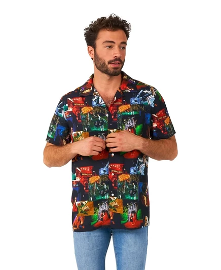 Официальная мужская рубашка OppoSuits GhostFace Hawaii - Рубашка для вечеринки на тему Хэллоуина - Короткий рукав - Многоцветный мульти
