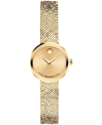 Женские часы Movado Museum Velura Mini со швейцарским кварцем светло-желтого цвета из Pvd-стали, 21-миллиметровое золото