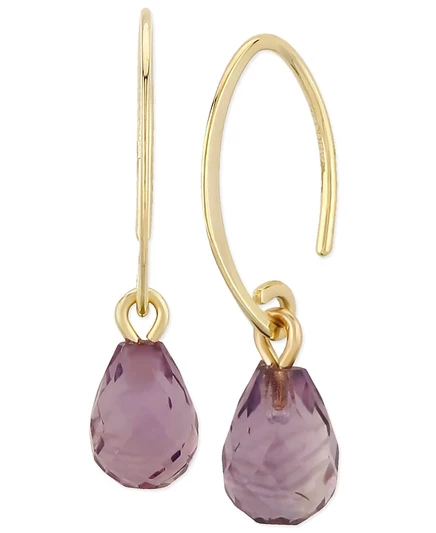Серьги-подвески Macy's, золото 585, аметист