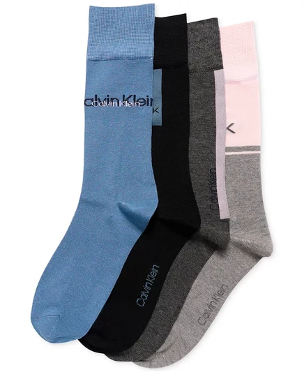 Мужские носки Calvin Klein с подкладкой длиной до колена, разные модели, Упаковка из 4 штук blue multi