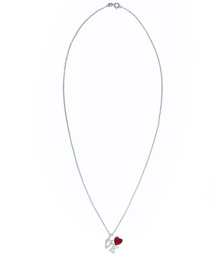 Подвеска Macy's Love посеребренная с имитацией рубина