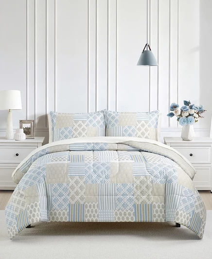 Двустороннее лоскутное одеяло Macy's Patchwork, 3 шт. Комплекты одеял коричнево-бежевого цвета