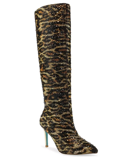  Женские высокие сапоги Brea со стразами leopard