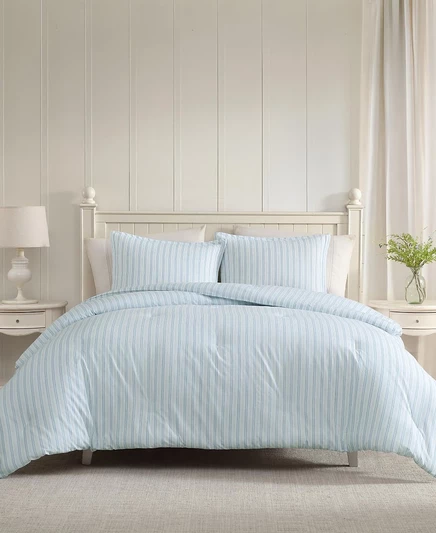 Комплект покрывала Laura Ashley Dilly Dally Stripe king, голубой
