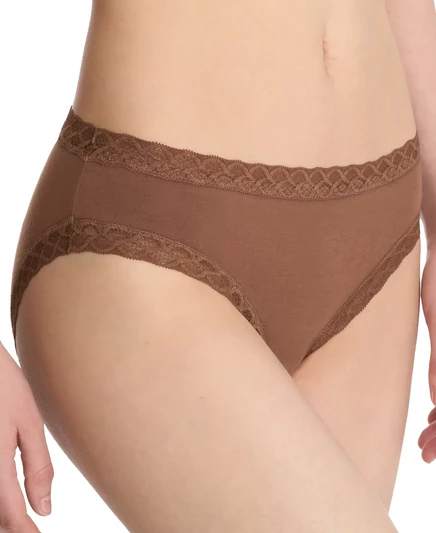 Короткое хлопковое нижнее белье Natori Bliss с кружевной отделкой 156058 nutmeg