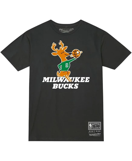 Мужская и женская футболка Mitchell & Ness Black Milwaukee Bucks Hardwood Classics с логотипом MVP Throwback от Mitchell & Ness Black black