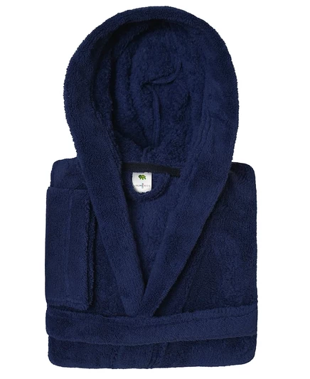 Детский халат Linum Home Super Plush с капюшоном, синий