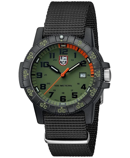 Мужские швейцарские часы Luminox с кожаной обложкой Sea Turtle Giant Dive на черном ремешке NATO 44 мм белого цвета