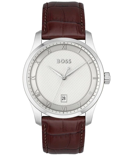 Мужские часы Hugo Boss Principle 41 мм с кожаным ремешком, коричневые