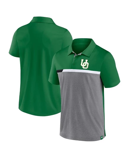 Мужское поло Fanatics Oregon Ducks, зеленое/серо-меланж