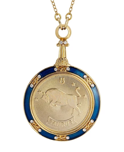 Колье 2028 Zodiac с синей эмалью и кристаллами, синее