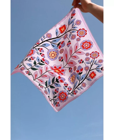 Двусторонний шелковый шарф из Розового Сада pink and blue