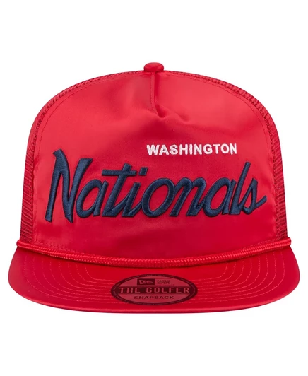 Мужская красная кепка для гольфа Washington Nationals в стиле ретро с атласной надписью New Era, регулируемая по высоте red