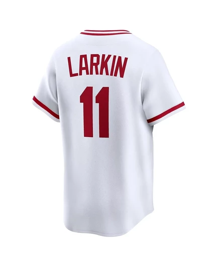 Мужская футболка Nike Barry Larkin White Cincinnati Reds из лимитированной коллекции Cooperstown в стиле ретро white