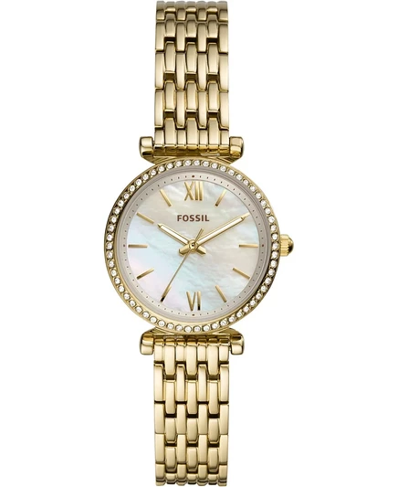 Женские часы Fossil Carlie Mini с золотистым браслетом из нержавеющей стали 28 мм