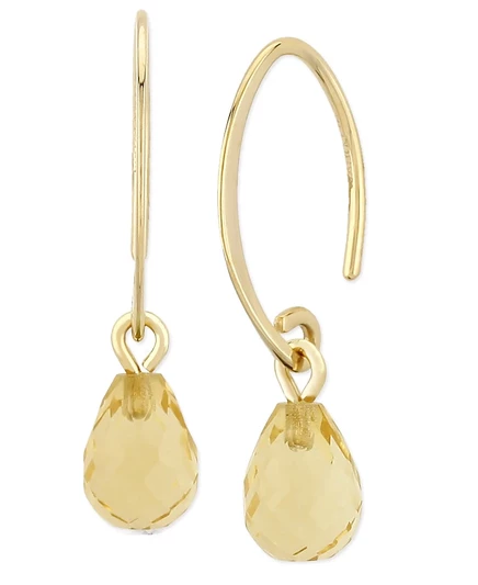 Серьги-подвески Macy's, золото 585, цитрин