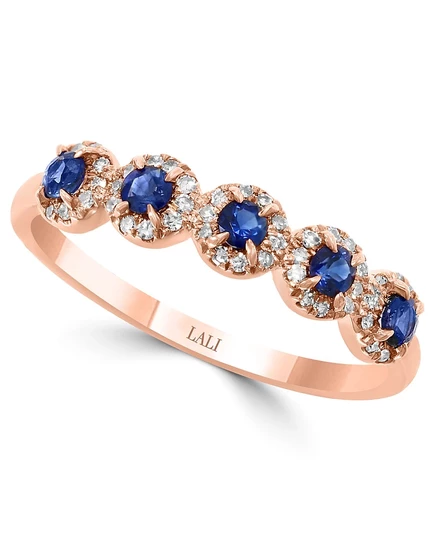 Кольцо LALI Jewels, сапфиры, бриллианты, розовое золото