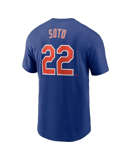 Мужская футболка Nike Juan Soto Royal New York Mets с фирменным номером Fuse от Nike royal