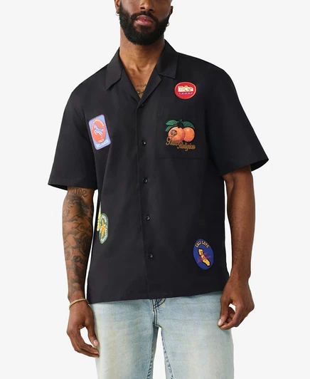 Мужская рубашка True Religion с воротником, черная