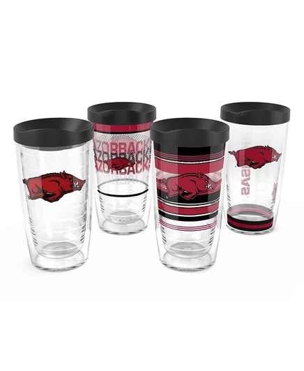 Tervis Arkansas Razorbacks в четырех упаковках по 16 унций. Классический набор стаканов