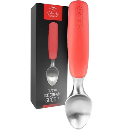 Совок для мороженого Zulay Kitchen из нержавеющей стали с резиновой ручкой, красный