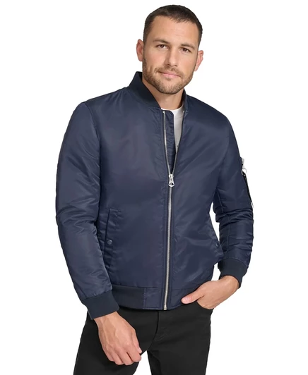 Мужская бомбер-куртка Calvin Klein Classic MA-1, нейлон, синяя