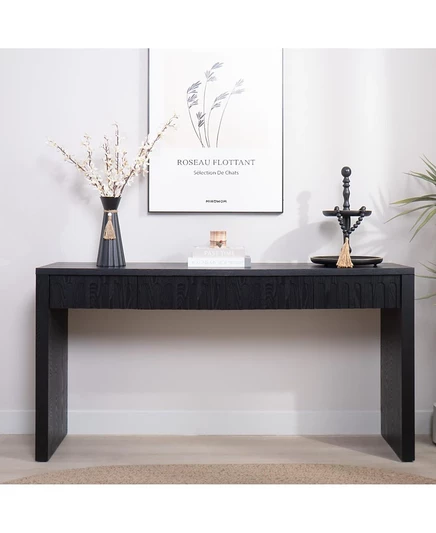 Современный черный консольный столик Streamdale Furniture с 4 выдвижными ящиками – 59,2 " Стол для прихожей с местом для хранения черного цвета