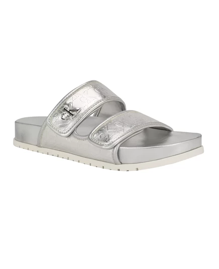  Женские босоножки-слипоны Linora на плоской подошве silver logo